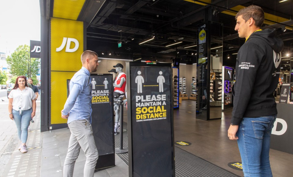 If the store has reached its maximum, you can expect to wait in a queue outside the shop as seen her at JD Sports 