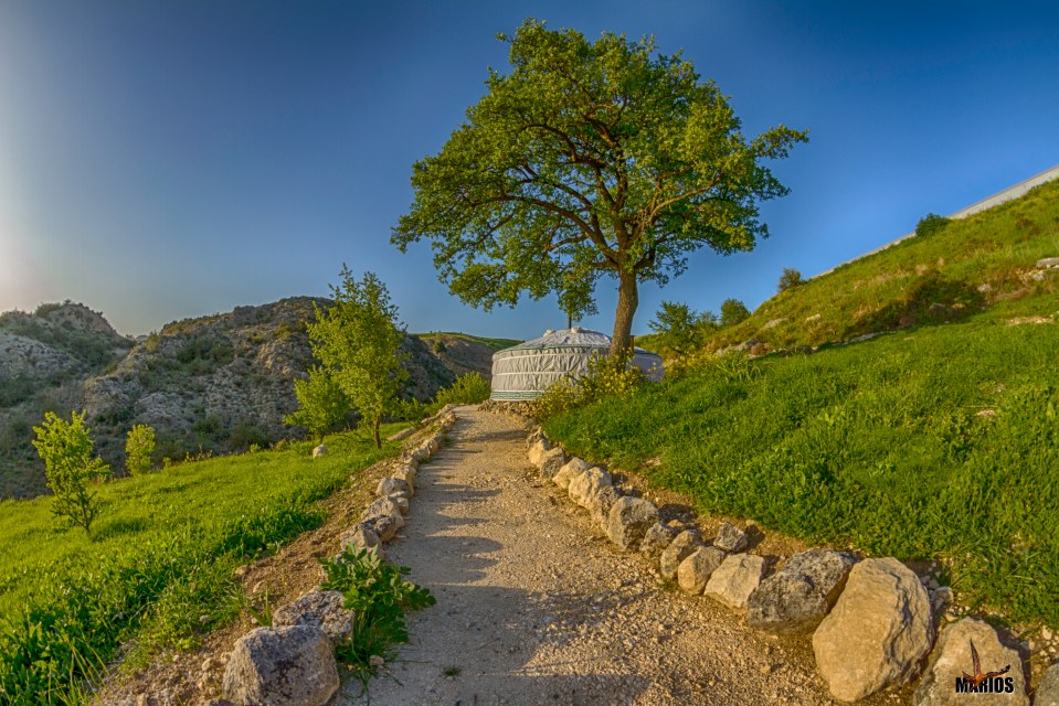 A yurt set up in the Cypriot countryside