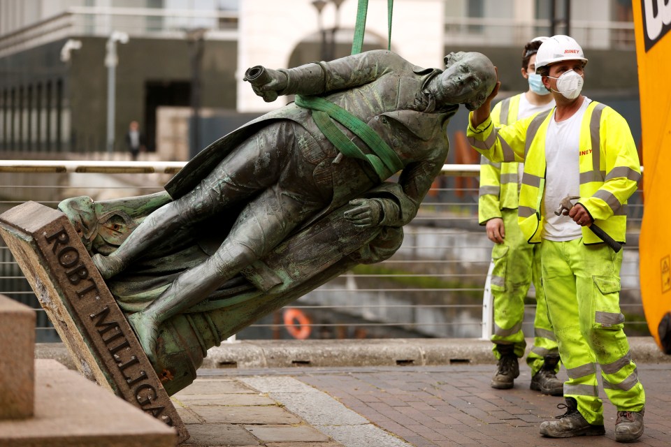  A statue of "slave trader" Robert Milligan was removed from West India Quay in London yesterday.