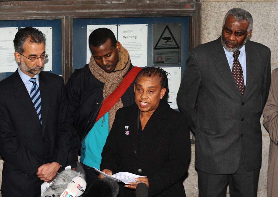 Stuart, Doreen and Neville Lawrence outside court in 2012 after the Dobson  and Norris murder convictions