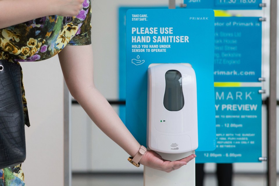 Shoppers can expect to see hand sanitiser stations in stores, such as this one in Primark