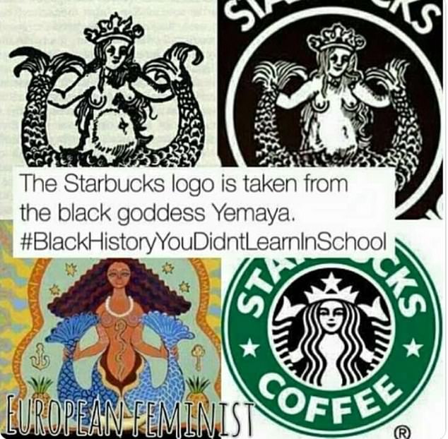 One woman claimed that the current Starbucks logo is based on a black goddess Yemaya