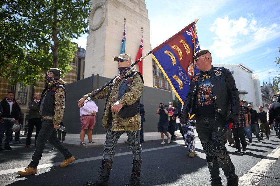 A group of veterans guarding the Cenotaph