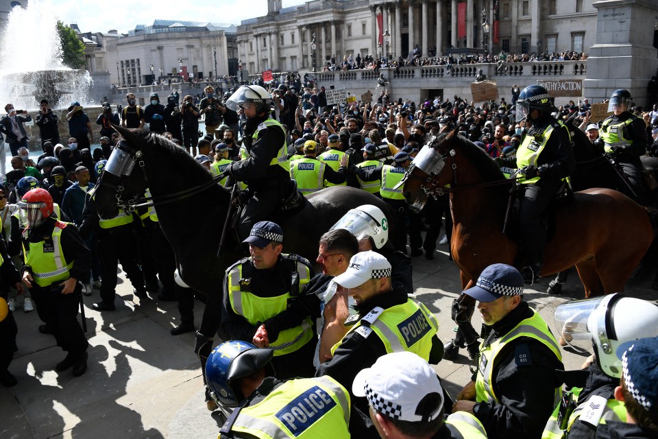 Police desperately tried to keep the two groups from clashing 