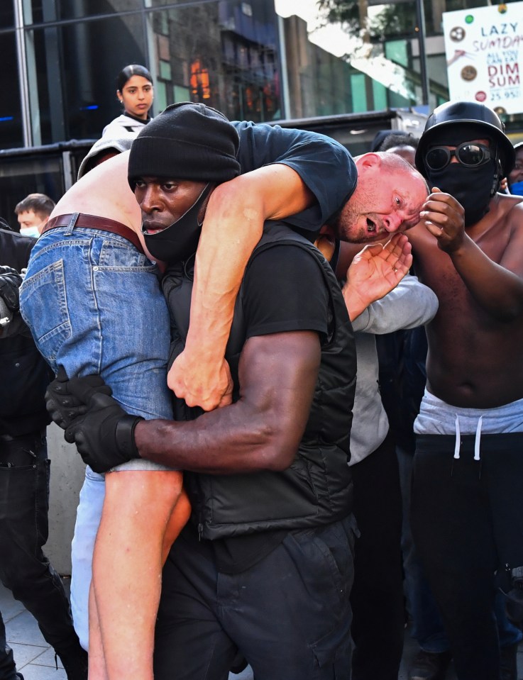 Black Lives Matter activist Patrick rescues counter-protester Bryn Male amid violent clashes in London, but says he hasn't been in touch to thank him