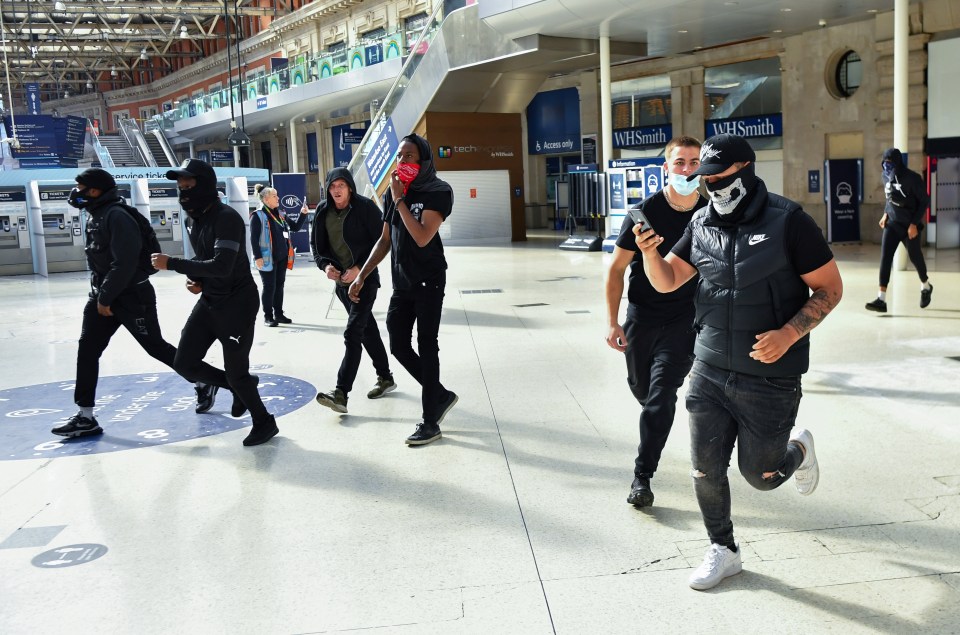 Protesters ran through Waterloo Station on Saturday evening