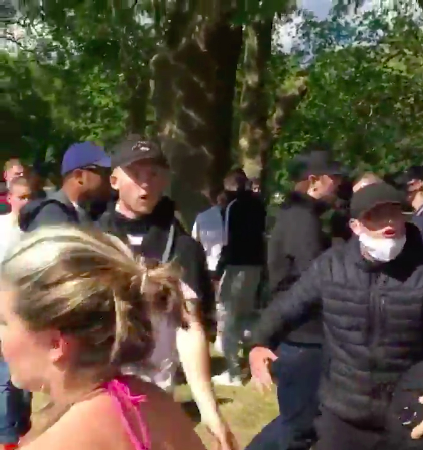 Shocking footage of the moment the thugs surrounded the friends was posted on social media