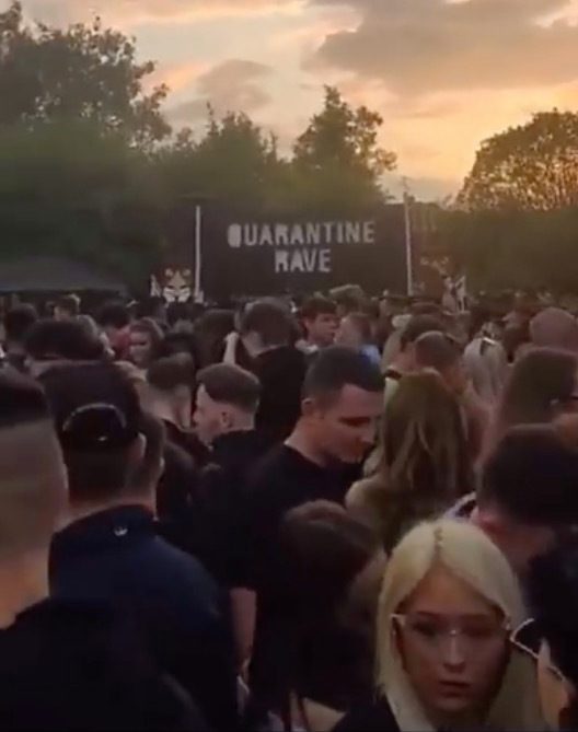  A big sign saying 'quarantine rave' was seen at the illegal party in Failsworth