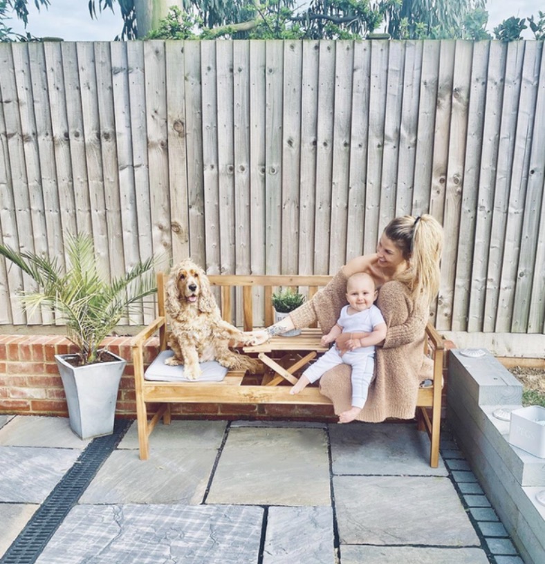 Sophie Hinchliffe loves this bench which husband Jamie bought in Morrisons