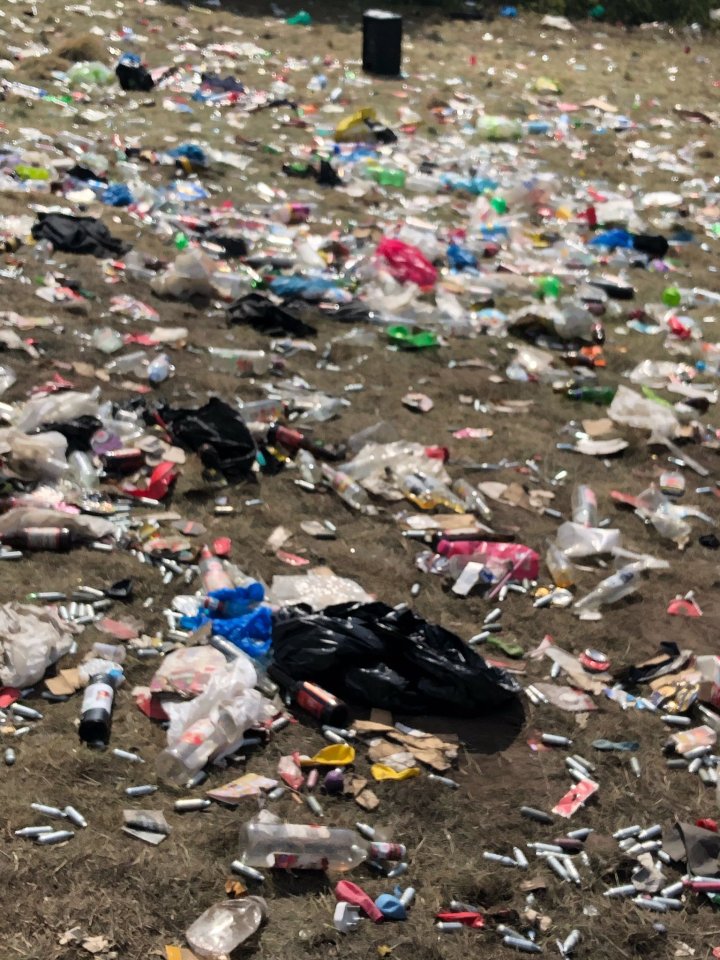  Empty bottles, nitrous oxide canisters and plastic bags were left strewn across Daisy Nook Country Park