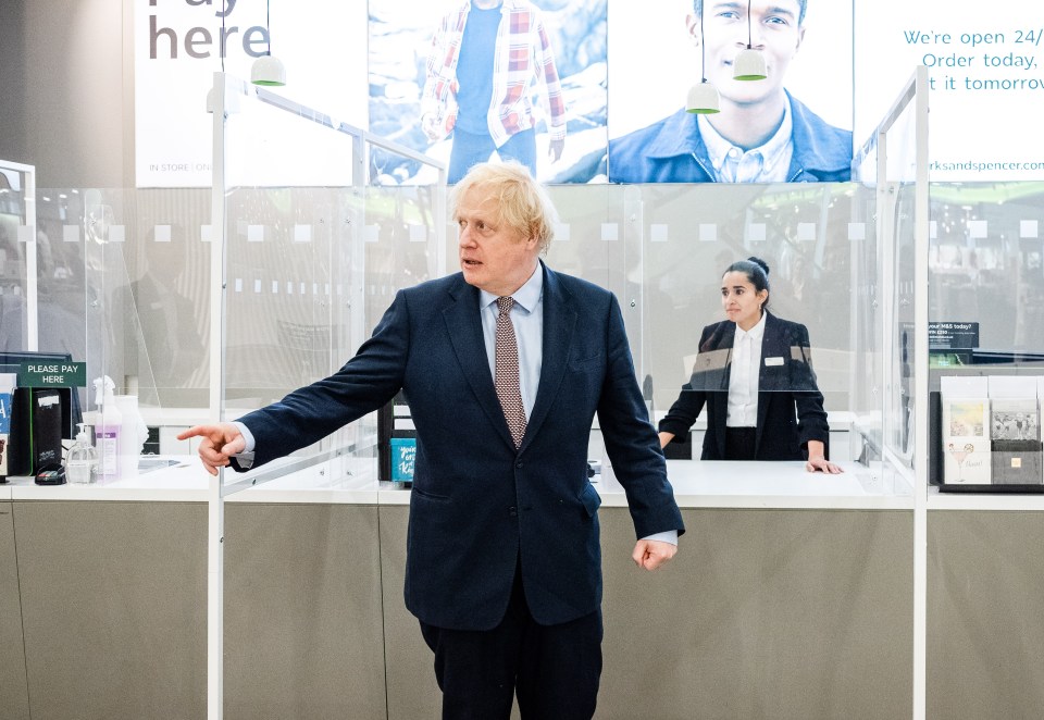 Prime Minister Boris Johnson observed the changes made to stores in London's Westfield shopping centre 