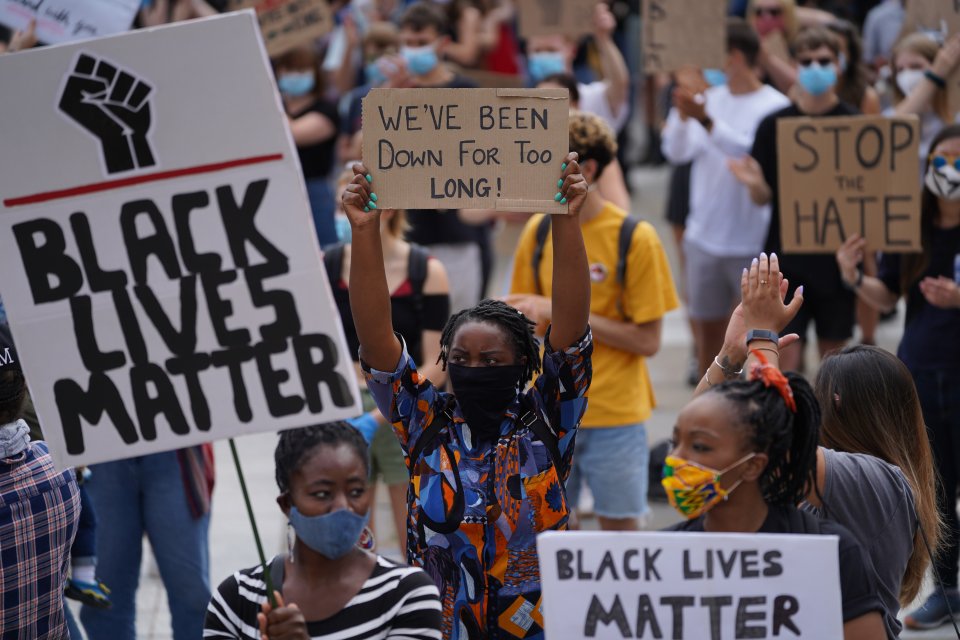  Black Lives Matter protestors gather peacefully in city centre Leeds