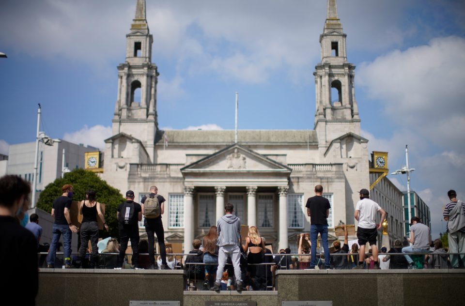  People protest during a Black Lives Matter rally in Millennium Square in Leeds