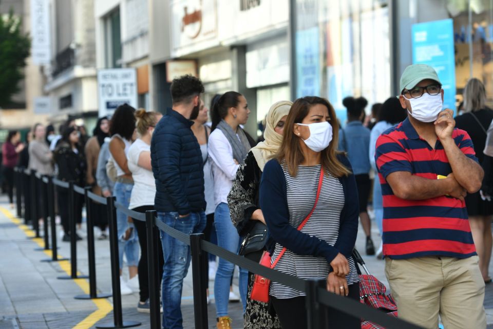  Shoppers were forced to join long queues before they entered the store