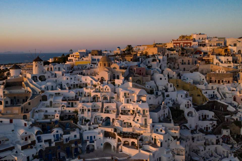 The 'traffic light' scheme will see Brits free to travel to holiday hotspots such as Santorini in Greece