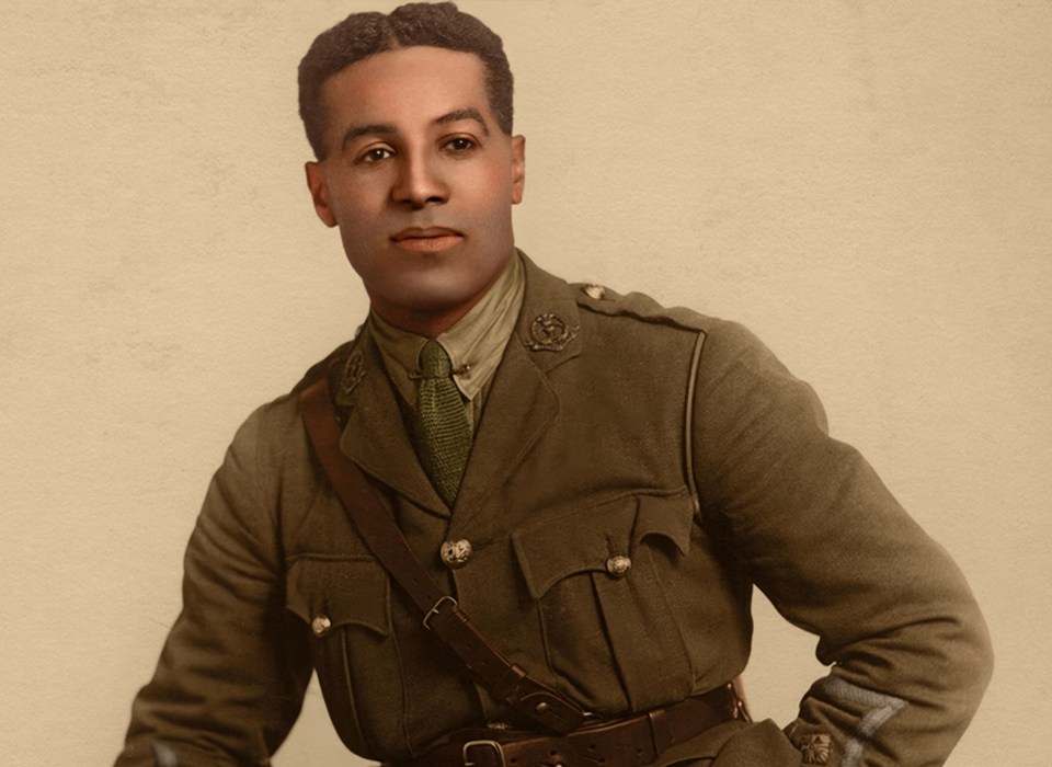 At the start of WW1 Walter Tull joined the 17th (1st Football) Battalion of the Middlesex Regiment as a Lance-Corporal but went to hospital for shell-shock after serving in France in 1915. He was later promoted to lieutenant and is widely considered the British Army's first African-Caribbean mixed heritage infantry officer.