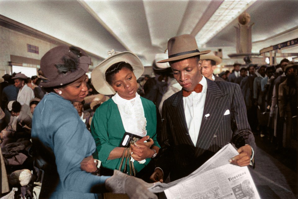 Newly arrived West Indian immigrants in the Customs Hall on 27 May 1956 after their arrival at Southampton 