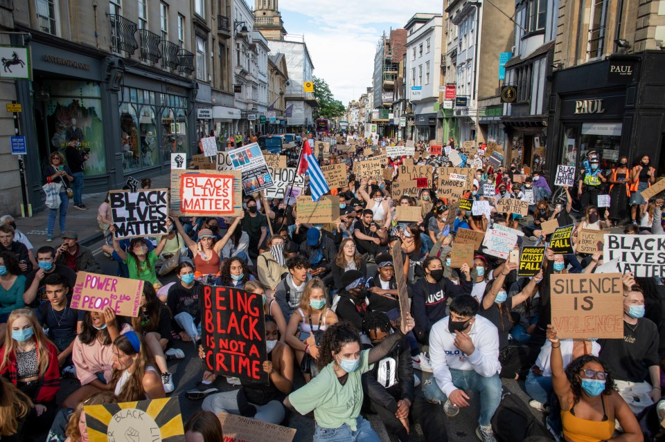 Hundreds of protesters filled the streets of Oxford as they marched on Oriel College