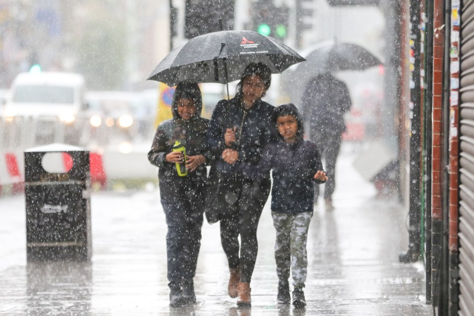  Families still braved the torrential rain in London