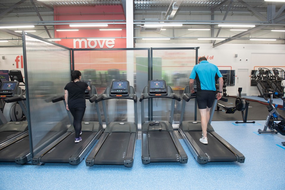 Treadmills will have every other one turned off, or screens either side