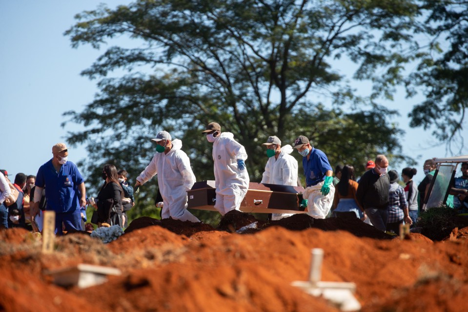 Burials at the Vila Formosa cemetery in Sao Paulo as Brazil surpassed 1million cases