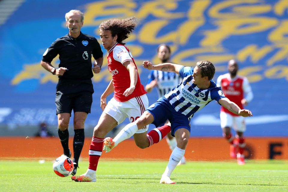  Matteo Guendouzi in action against Seagulls star Leondro Trossard