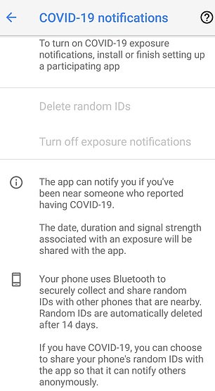  A Covid-19 tracing software or 'exposure logging' tool has appeared in the settings of both Android phones and iPhones as part of an update of their operating systems