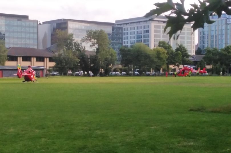 There was a large police presence and at least two air ambulances landed nearby