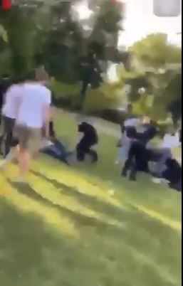 Distressing footage from the scene showed the victims lying on the grass