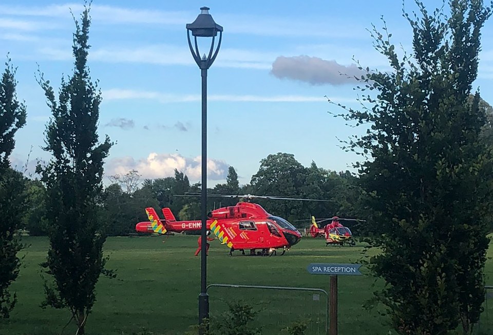 Air ambulances landed nearby to take the wounded to hospital