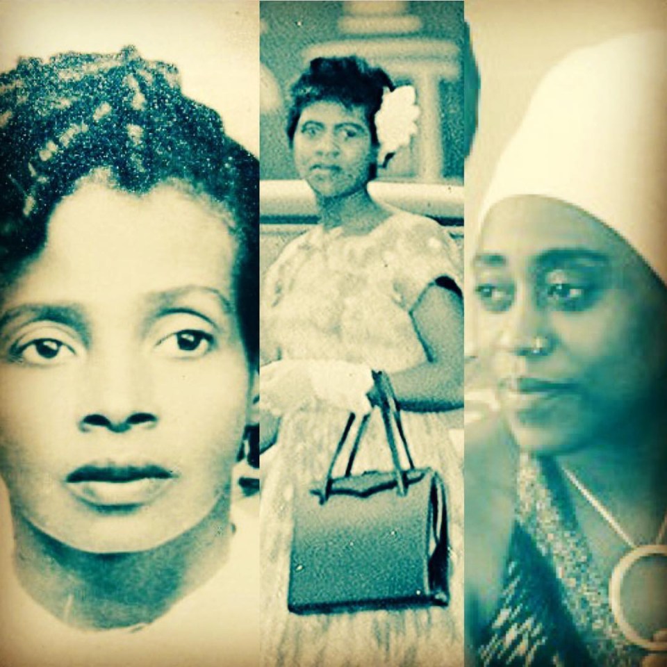 Khadijah, right, her grandmother, left, and her mother, centre