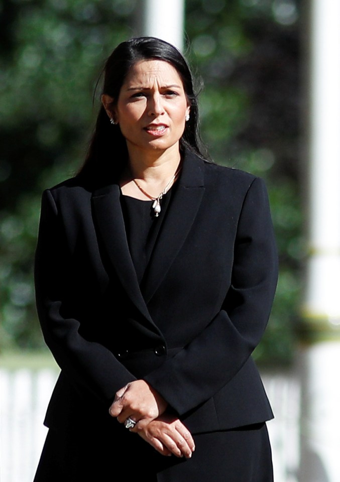 Priti Patel arrives at the scene today to pay her respects