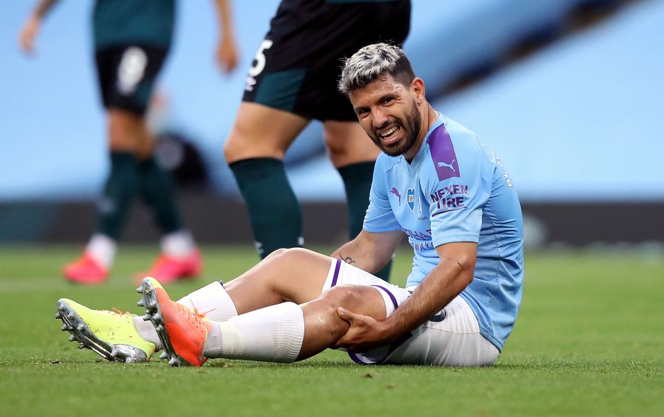  Aguero injured his knee during Monday's 5-0 drubbing of Burnley