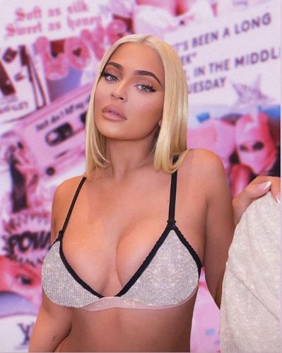 Kylie Jenner posed in just a bra in Los Angeles this week