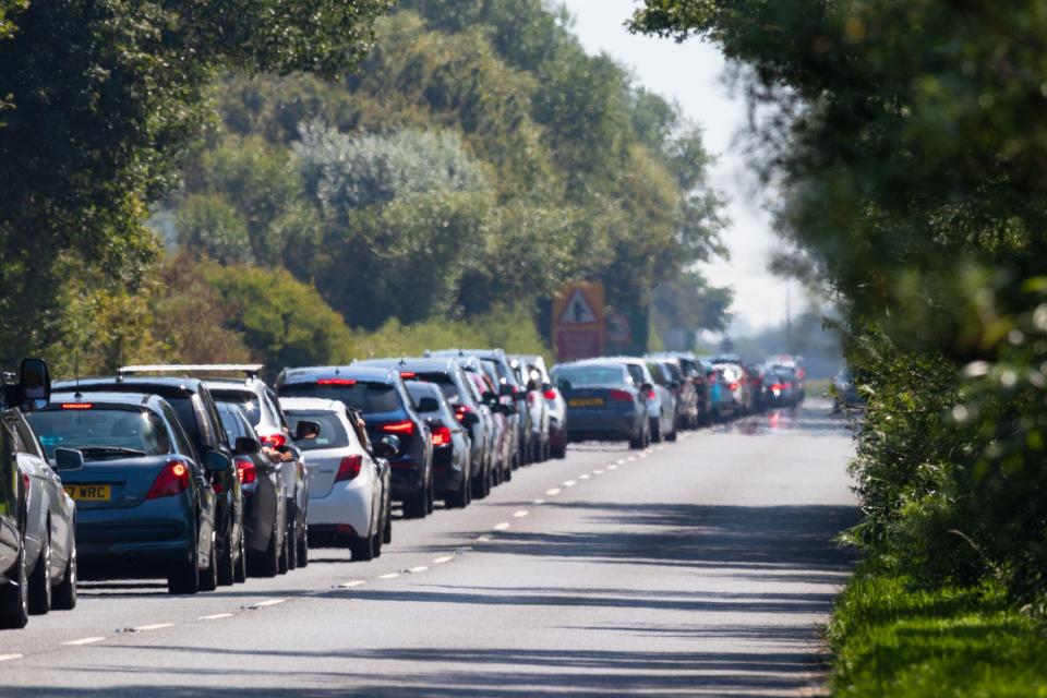 Drivers also queued for hours to get to Camber Sands beach on Wednesday