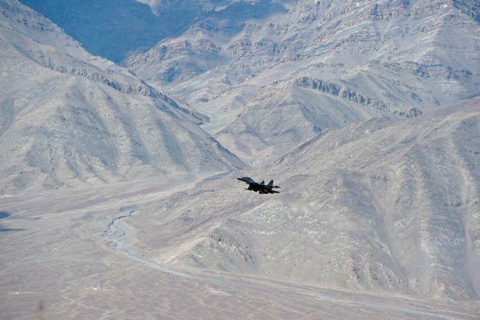 The fighter jets were deployed by India - despite commanders on both sides agreeing to disengage troops from the Ladakh region of the Western Himalayas