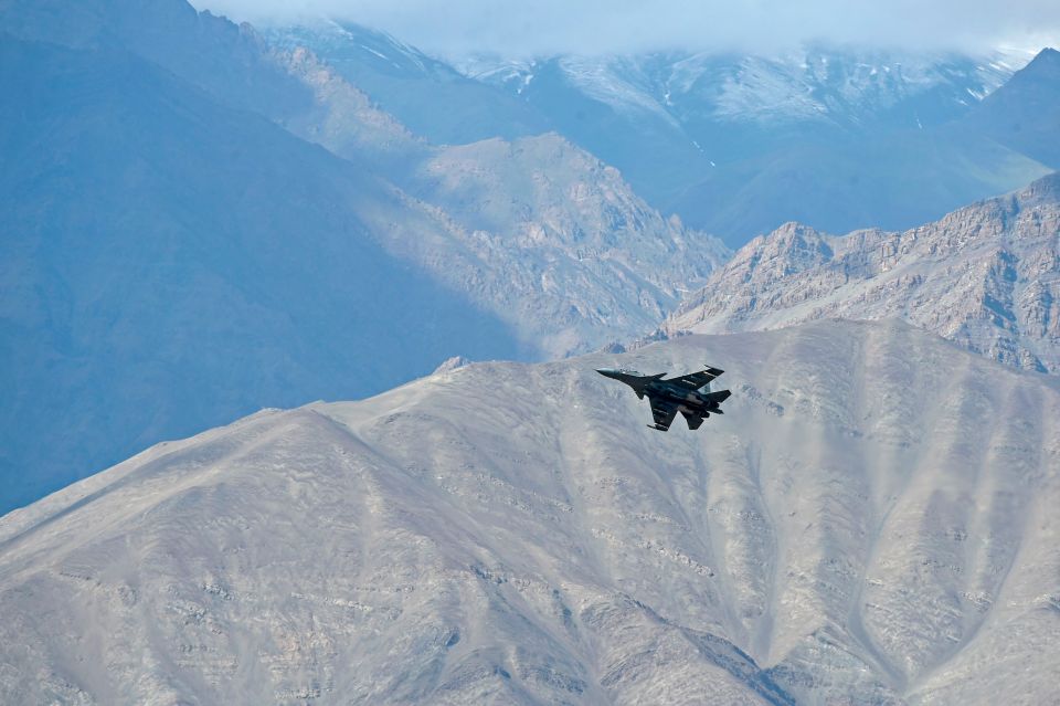 An Indian jet over Ladakh this morning