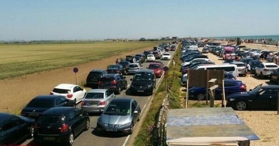 Drivers have queued for hours to get into Camber Sands beach