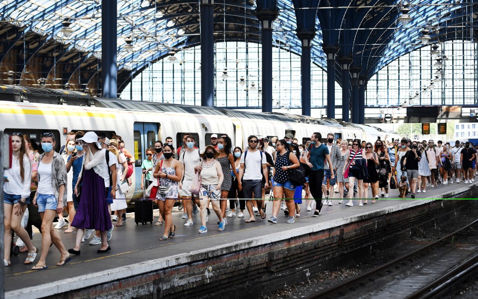 Brits flocked to seaside towns including Brighton to soak up the sun on the hottest day of the year