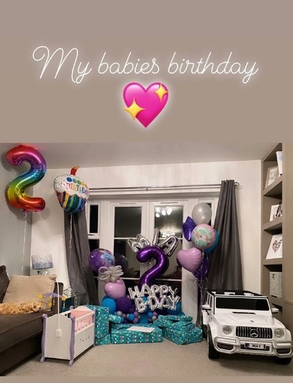  The living room was decked out with balloons to mark the milestone