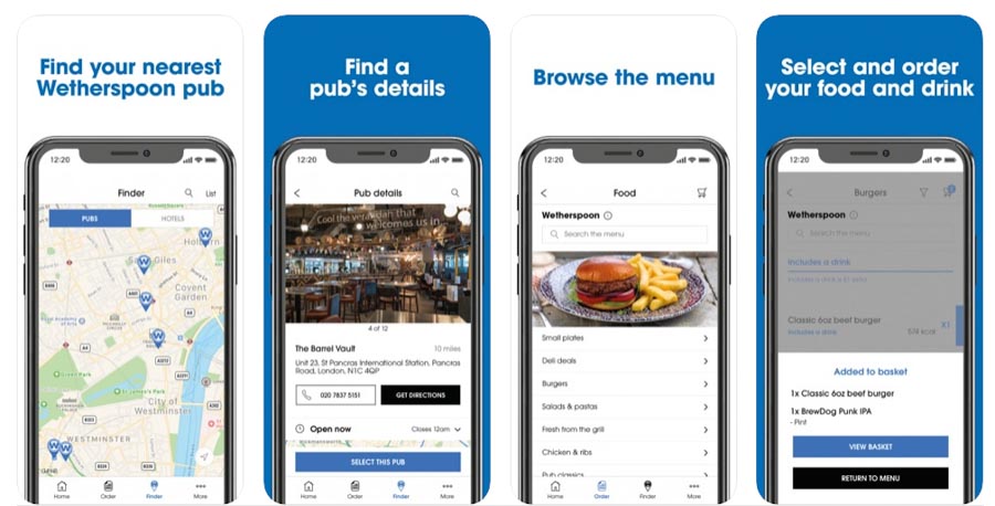 Wetherspoon customers can order food and drinks straight to their table