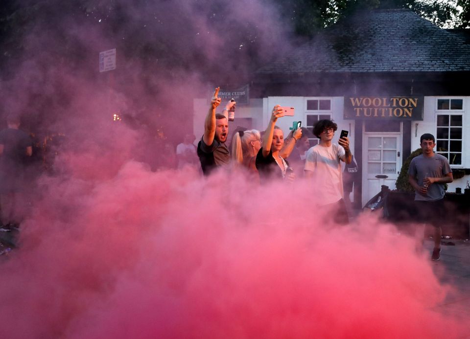 There were wild celebrations across Liverpool this evening 