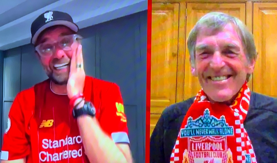 Jurgen Klopp and Liverpool legend Sir Kenny Dalglish beam with delight after ending the 30 year wait for the title 