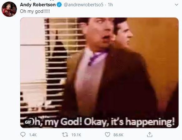 Andy Robertson posted this hilarious tweet after the title win