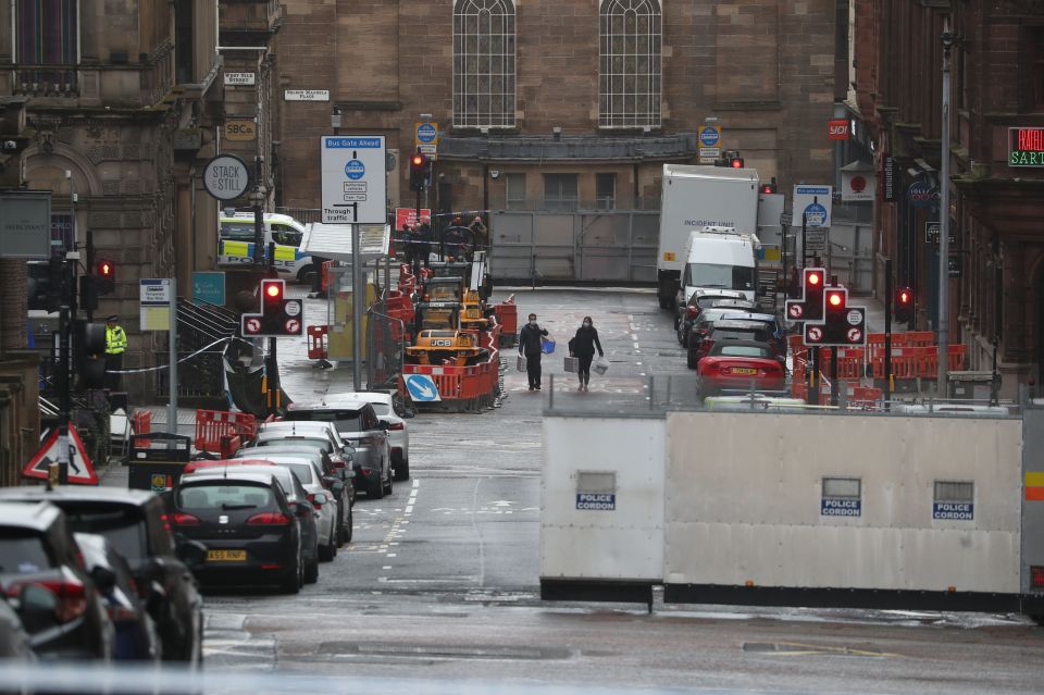  West George Street pictured on Sunday morning - two days after a major incident there