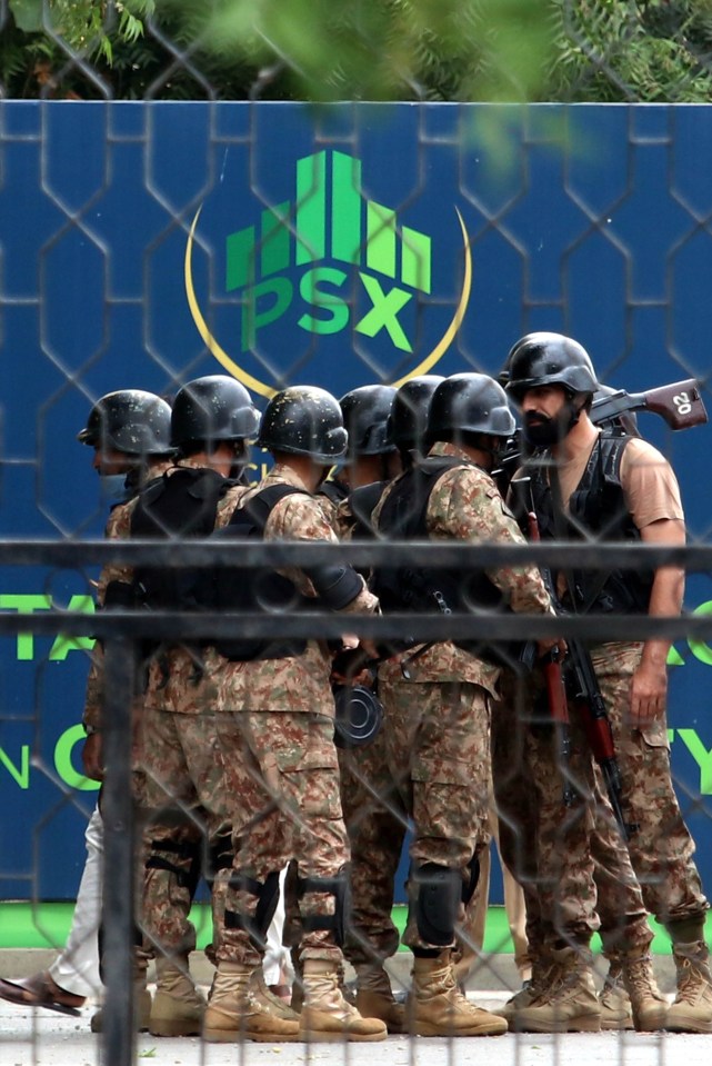 Security forces at the stock exchange