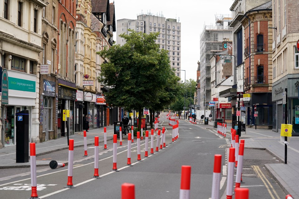 A deserted city centre in Leicester after the local lockdown was put in place