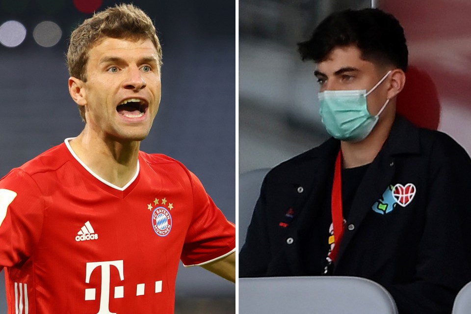  Thomas Muller (left) has been blasted by Bayern Munich sporting director Hasan Salihamidzic for poking his nose into the club's transfer business as they pursue the £80m signing of Kai Havertz (right)