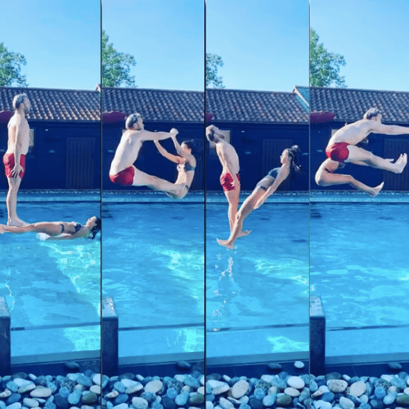 Olly and girlfriend Amelia just LOVE their pool