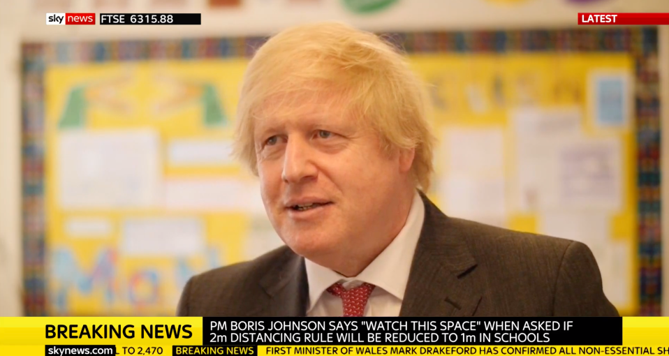 Boris Johnson suggested the 2 metre rule would be cut 